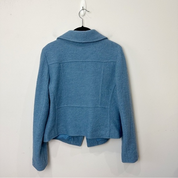 Chicos Boiled Wool Motorcycle Jacket Blue Silver - Picture 6 of 9